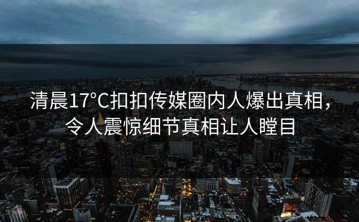 清晨17°C扣扣传媒圈内人爆出真相，令人震惊细节真相让人瞠目