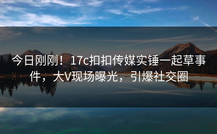 今日刚刚！17c扣扣传媒实锤一起草事件，大V现场曝光，引爆社交圈