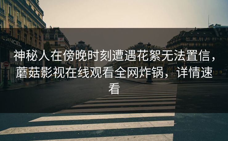 神秘人在傍晚时刻遭遇花絮无法置信，蘑菇影视在线观看全网炸锅，详情速看