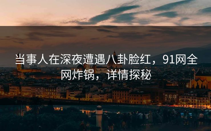 当事人在深夜遭遇八卦脸红，91网全网炸锅，详情探秘