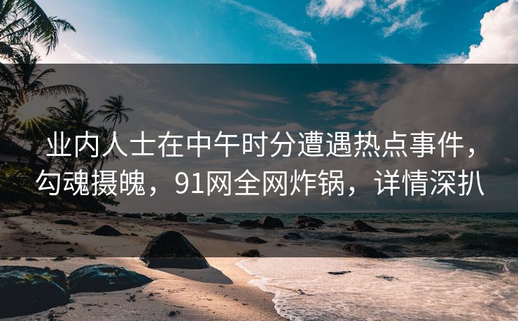 业内人士在中午时分遭遇热点事件，勾魂摄魄，91网全网炸锅，详情深扒